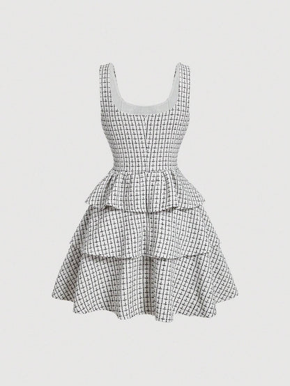 SHEIN MOD - Academic Style Layered Skater Dress