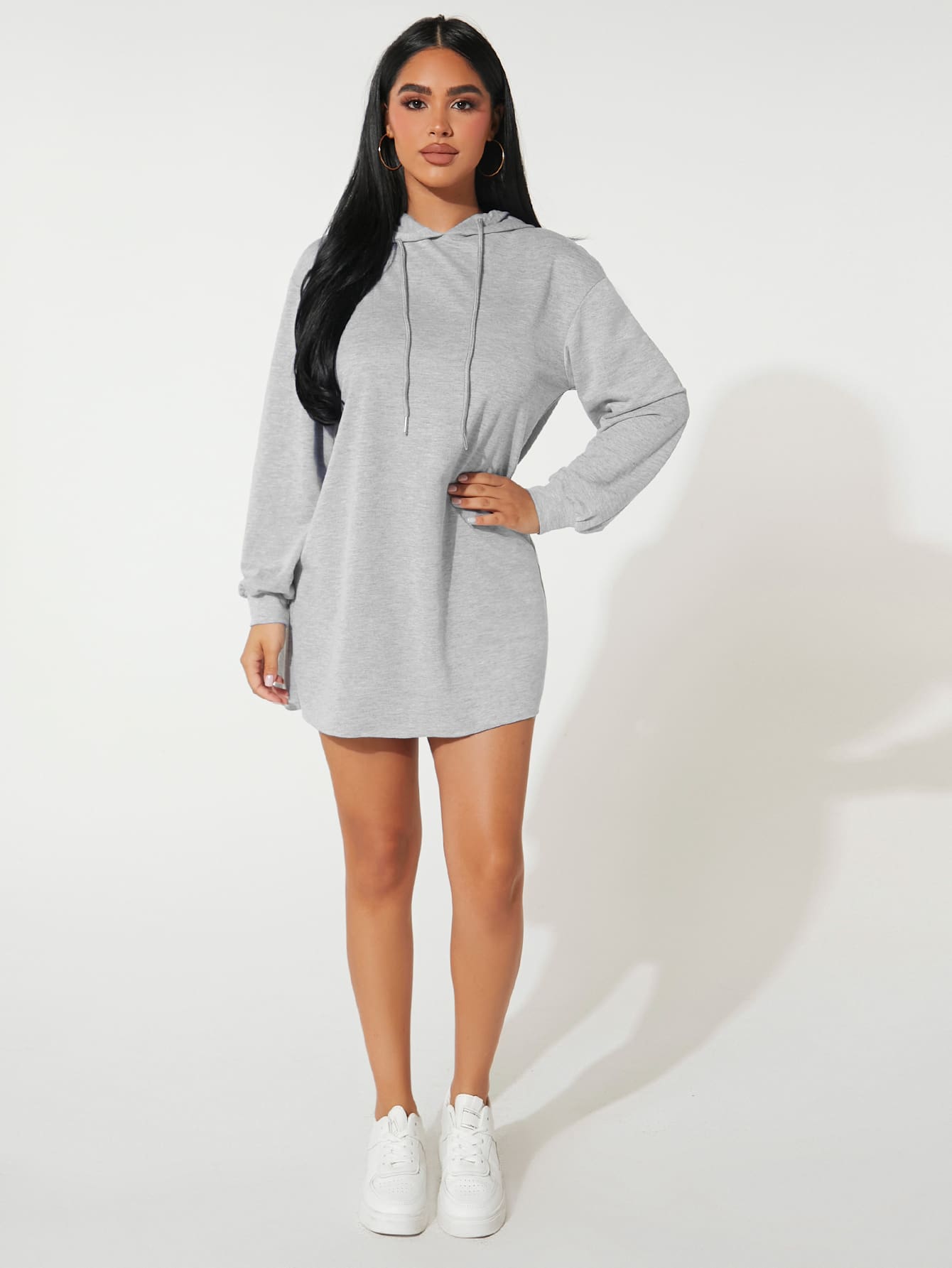 SHEIN PETITE Hooded Sweatshirt Dress