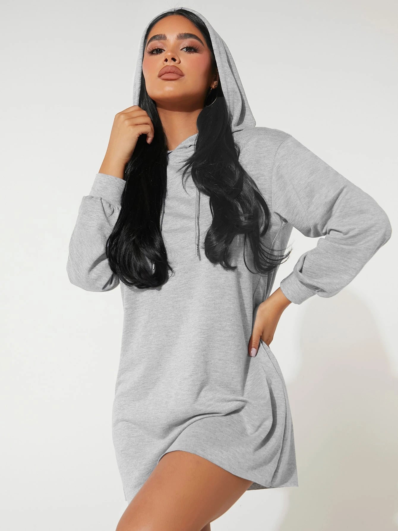 SHEIN PETITE Hooded Sweatshirt Dress