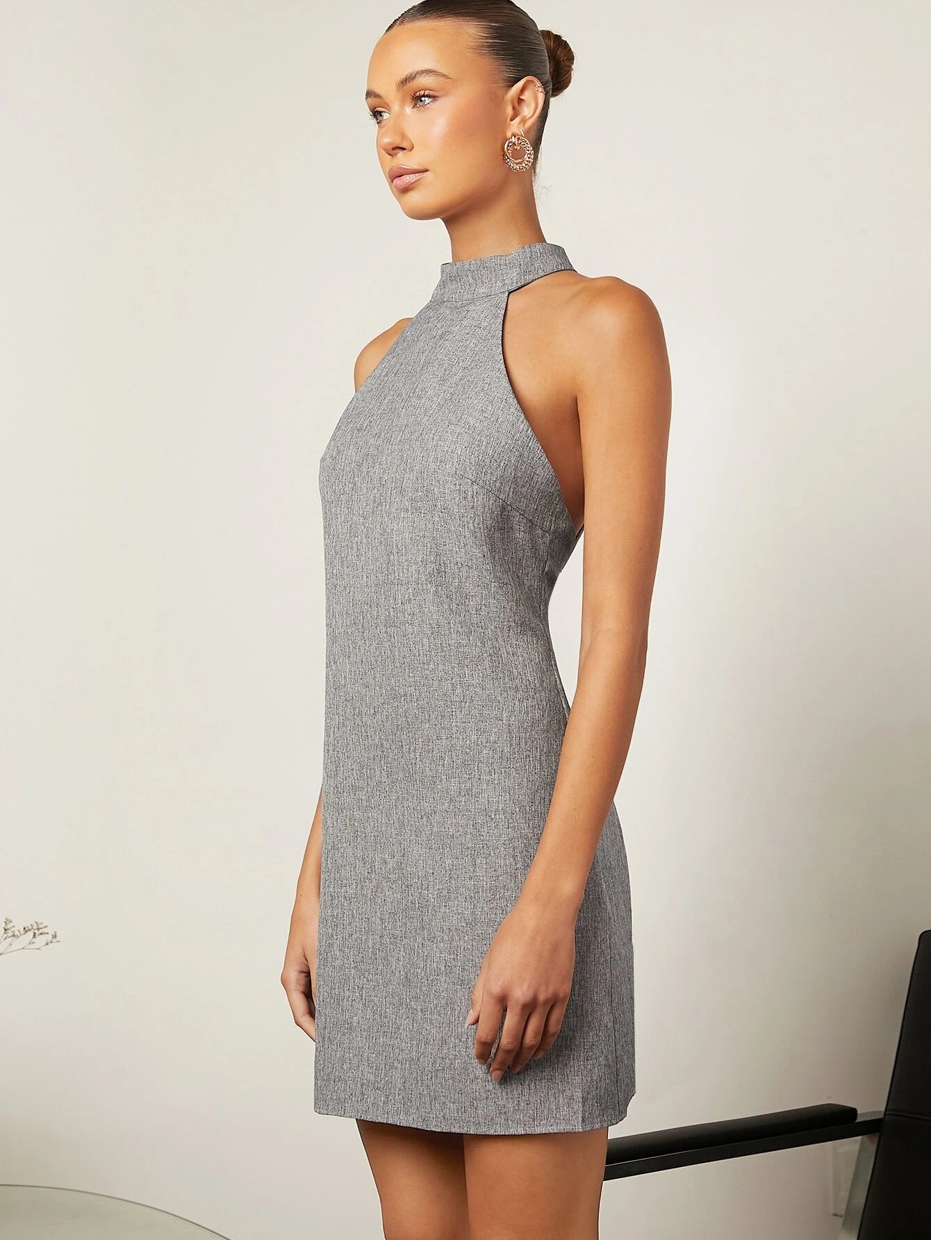 SHEIN Privé Backless Halter Neck Linen Dress - ZEBrand