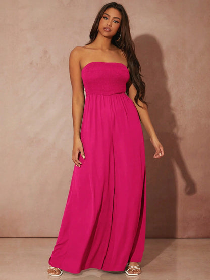 SHEIN SXY SOLID WIDE LEG TUBE JUMPSUIT