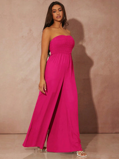 SHEIN SXY SOLID WIDE LEG TUBE JUMPSUIT
