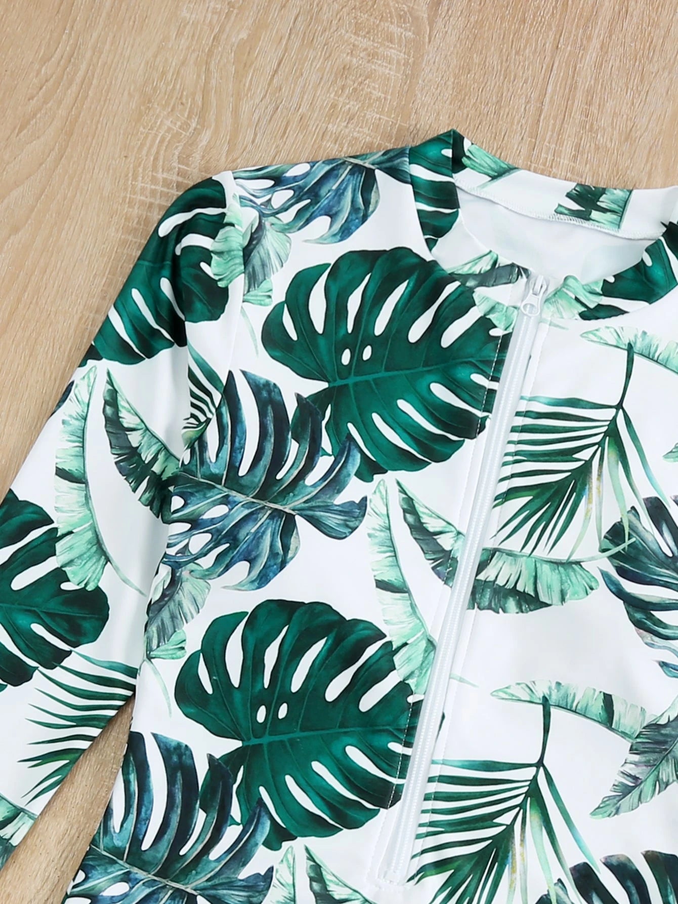 SHEIN Tropical Zip Front One-Piece Swimsuit