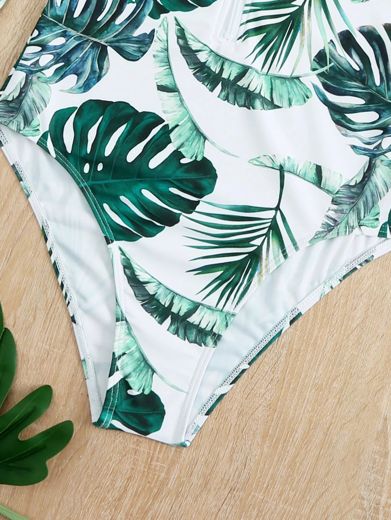 SHEIN Tropical Zip Front One-Piece Swimsuit