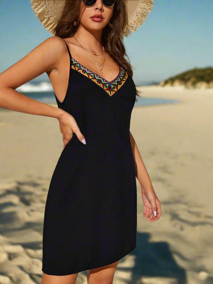 SHEIN Tall Contrast Geo Tape Cami Dress