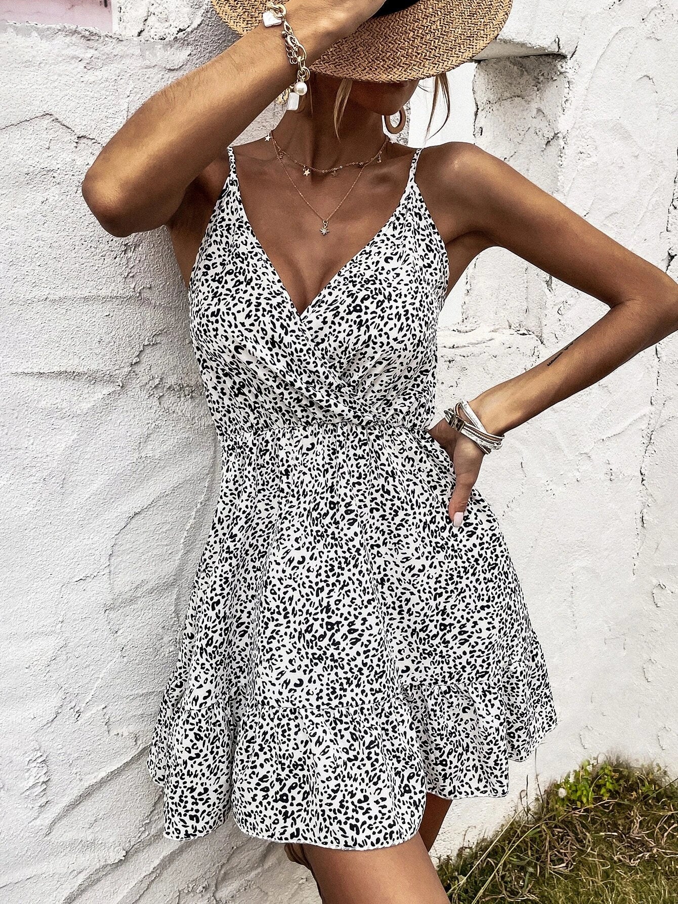 SHEIN Unity Leopard Print Ruffle Hem Cami Dress - ZEBrand