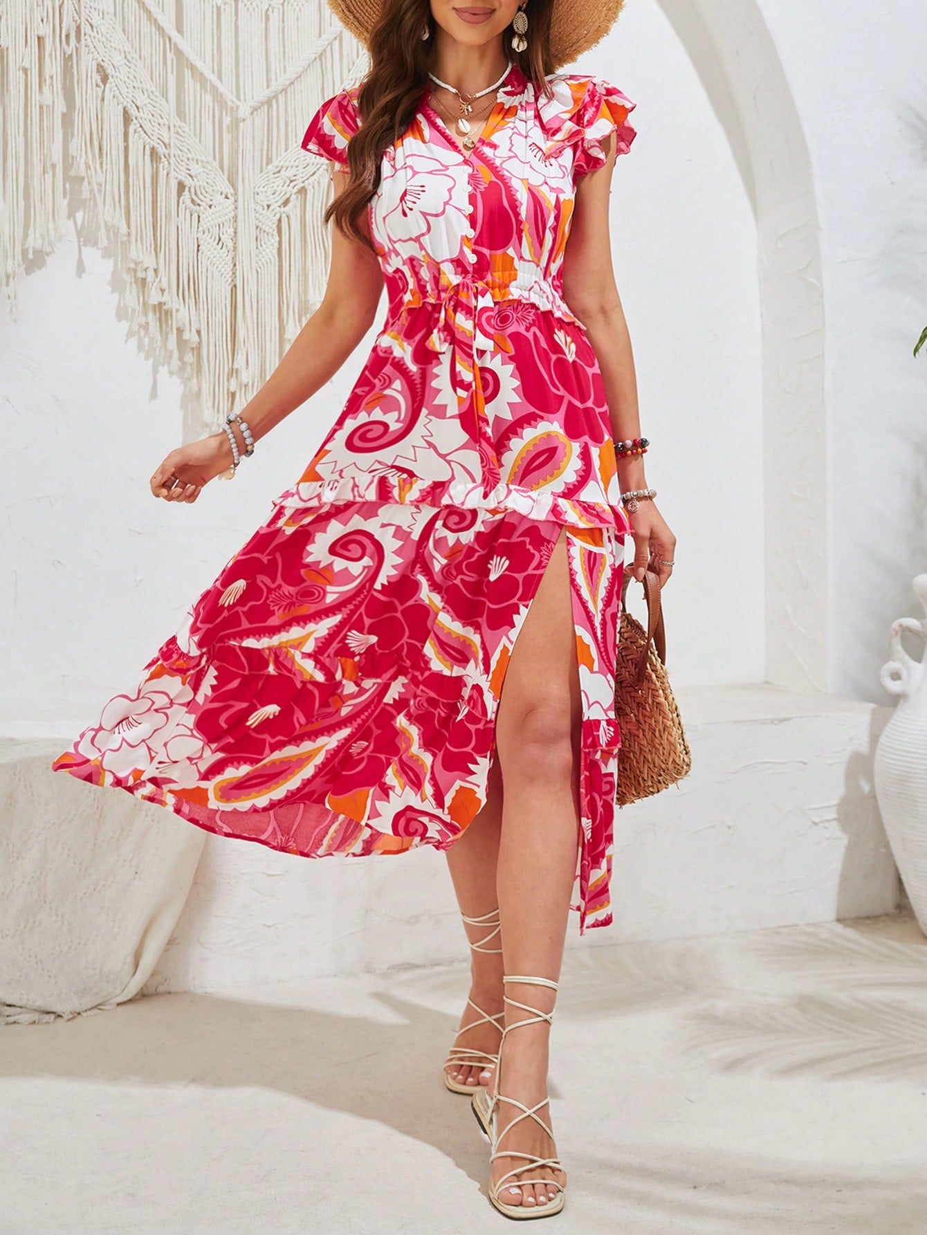 Shein Floral Ruffle Dress