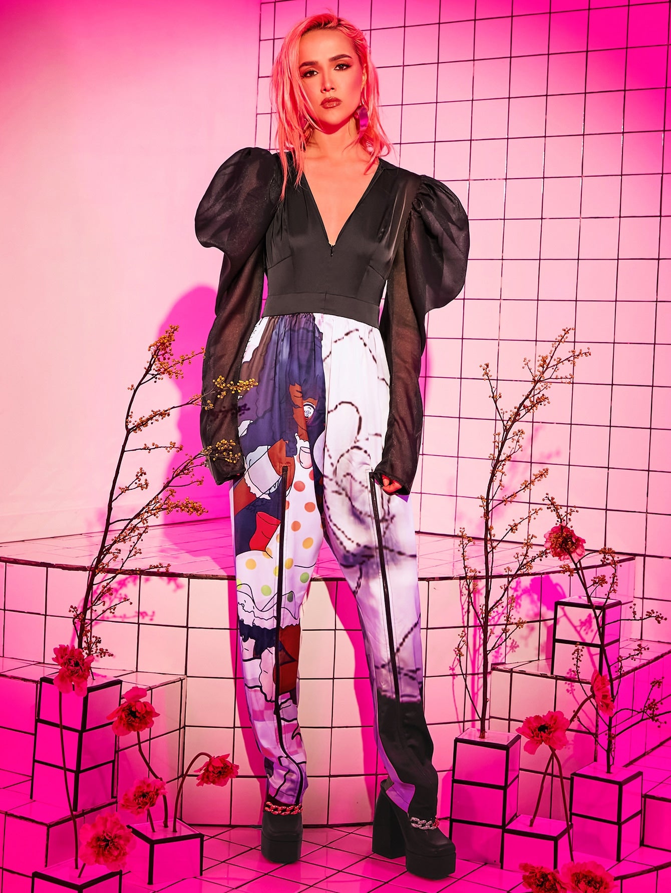 Shein Graphic Sleeve Jumpsuit