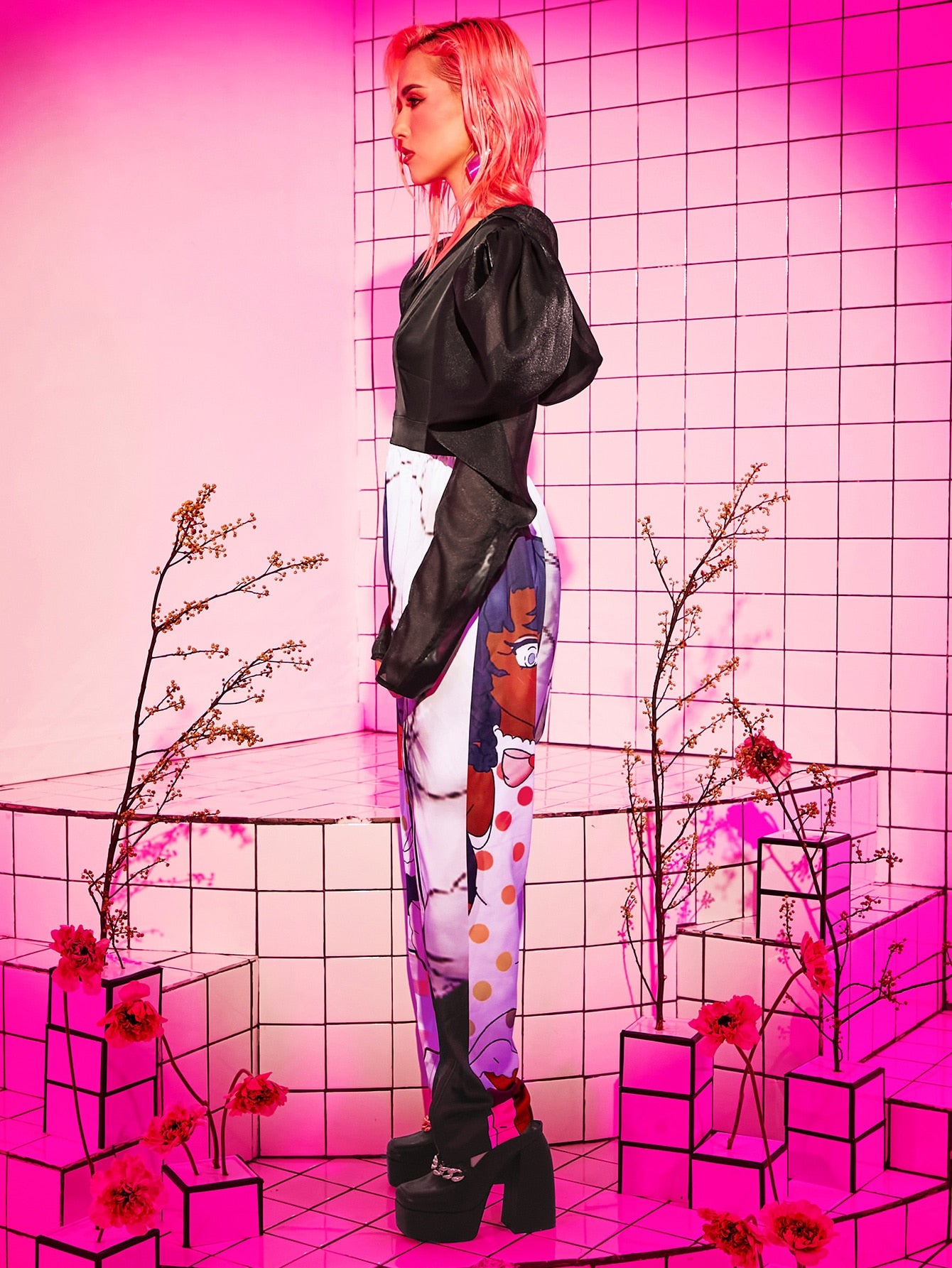Shein Graphic Sleeve Jumpsuit