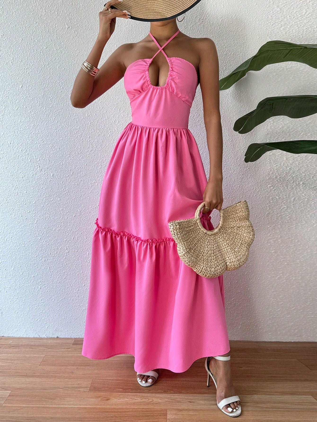 Shein Tie Back Halter Dress