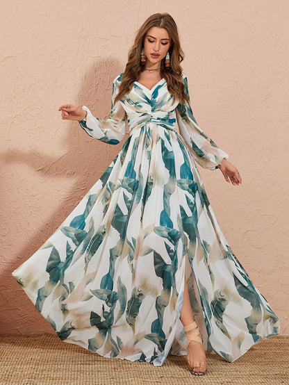 SHEIN BELLE FLORAL LANTERN SLEEVE DRESS