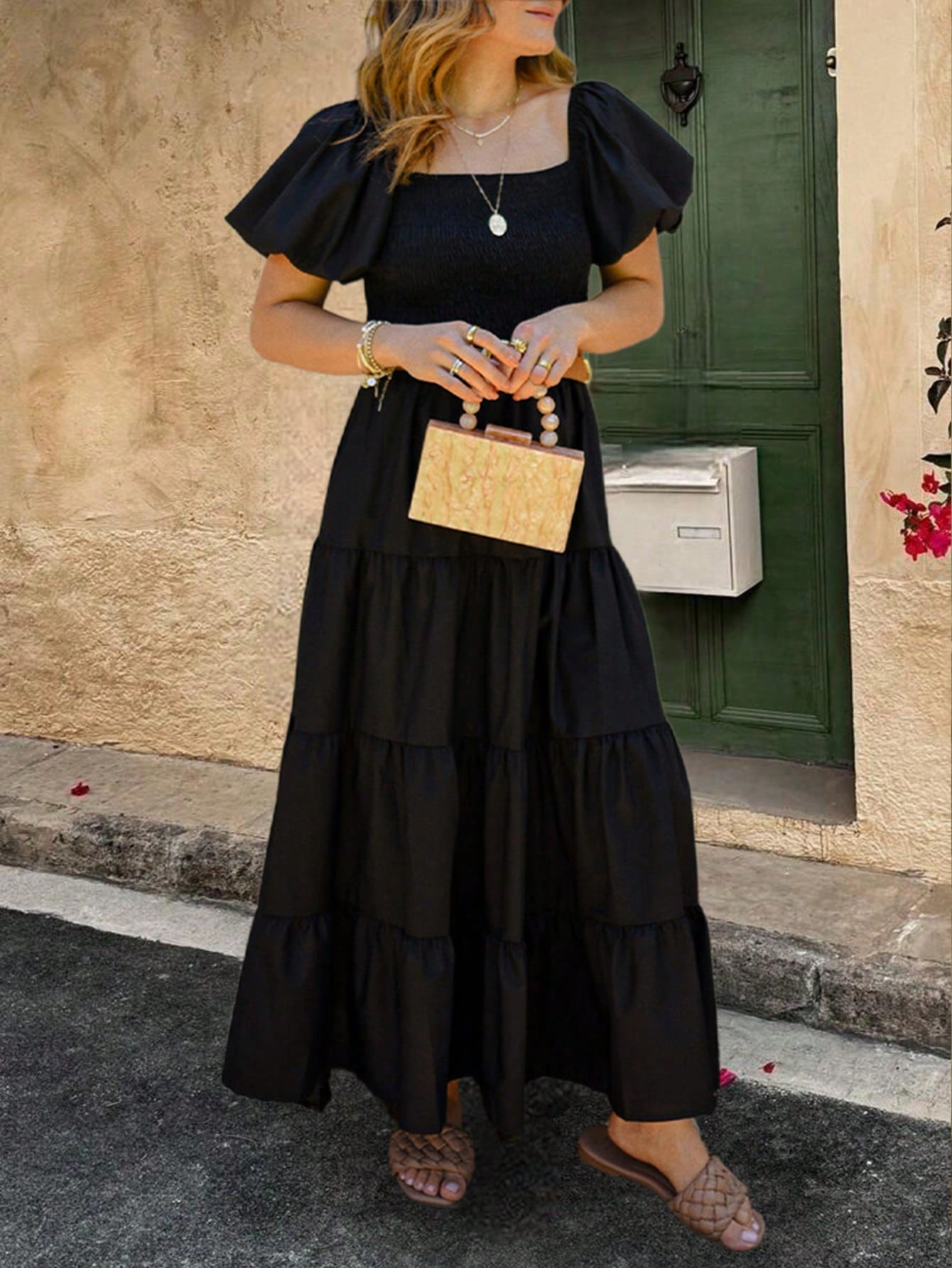 Shein Vintage Puff Sleeve Dress – No Belt