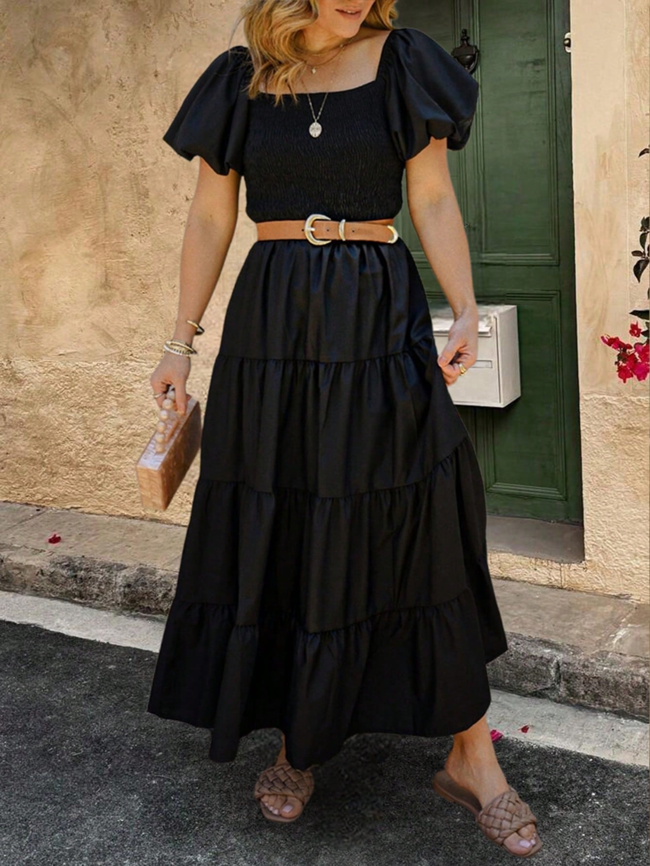 Shein Vintage Puff Sleeve Dress – No Belt