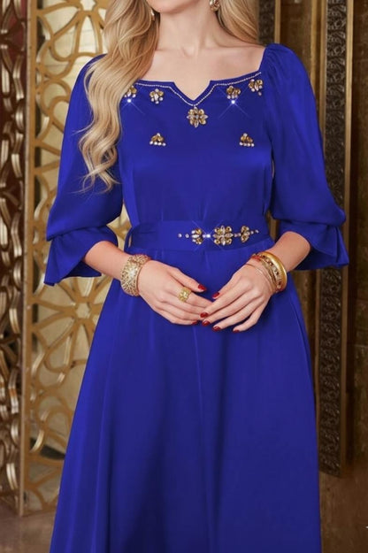 Modelyn Dress With Rhinestone Decoration & Drawstring Waist