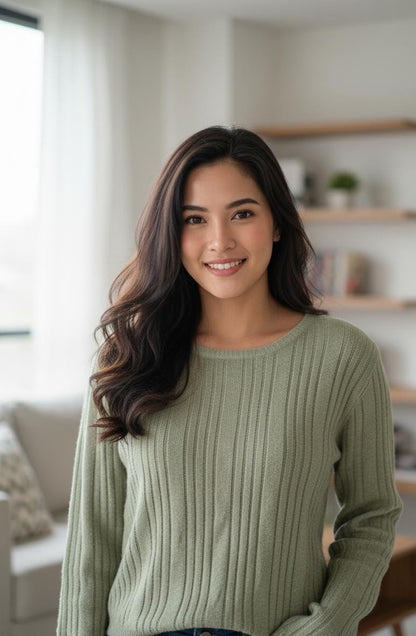 Solid Ribbed Knit Sweater – Fall Edition