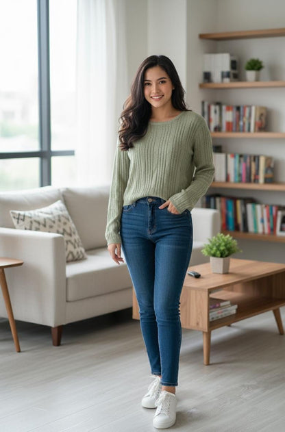 Solid Ribbed Knit Sweater – Fall Edition