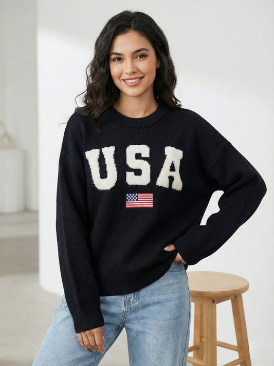 Winter USA Flag Knit Sweater