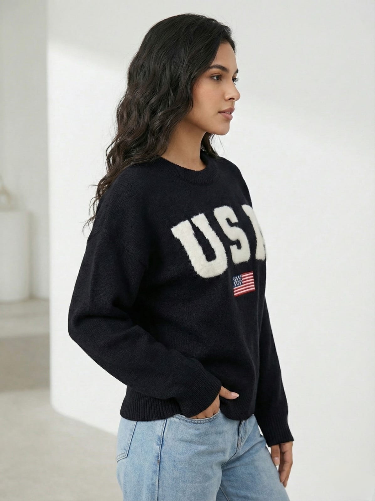 Winter USA Flag Knit Sweater