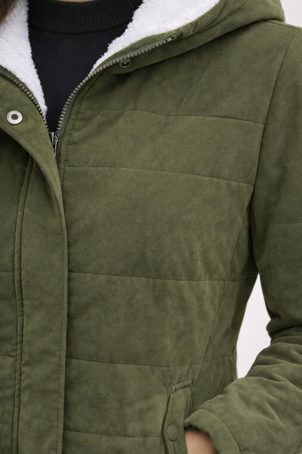 SHEIN - Faux Fur Trim Hooded Jacket