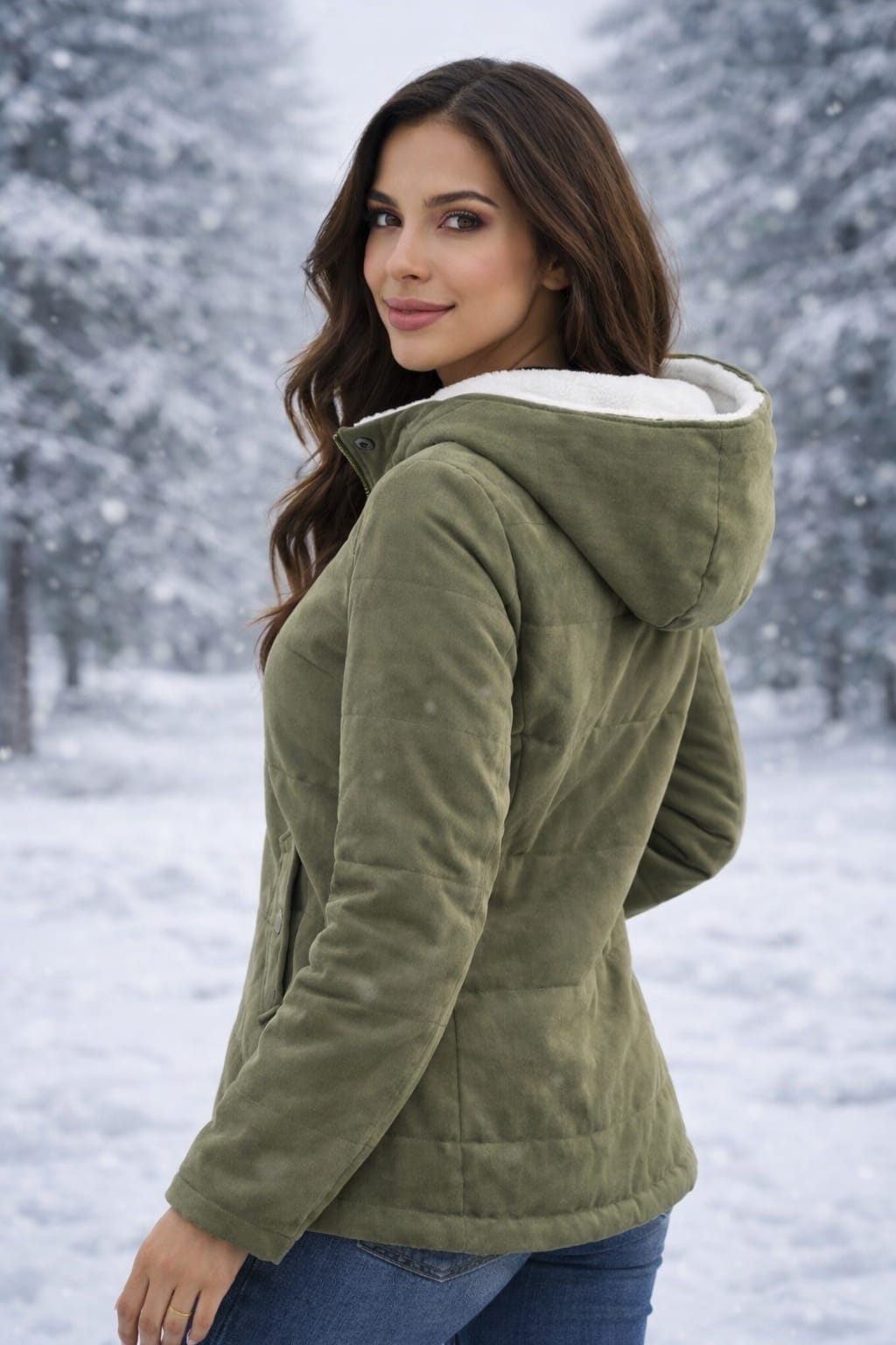 SHEIN - Faux Fur Trim Hooded Jacket