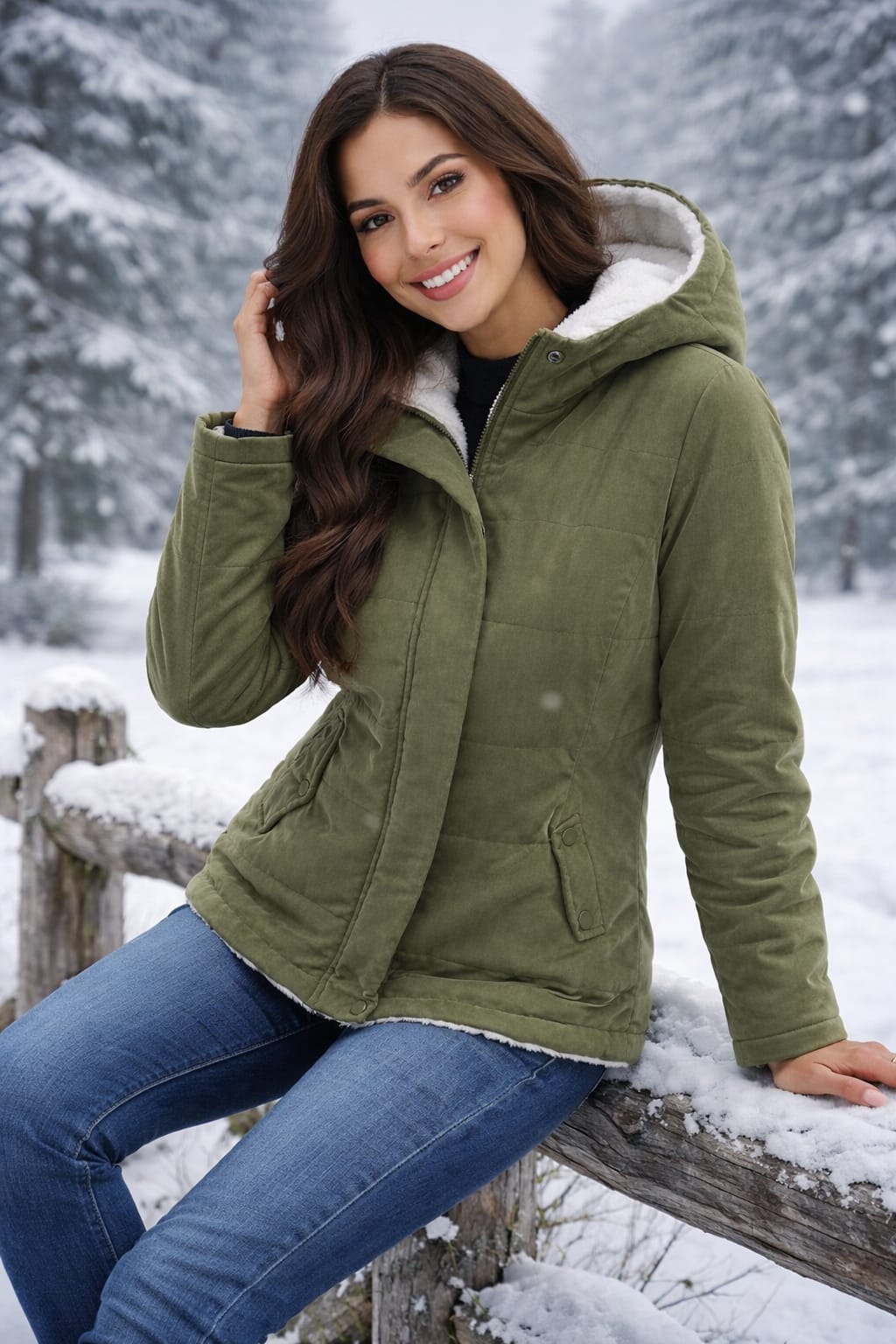 SHEIN - Faux Fur Trim Hooded Jacket