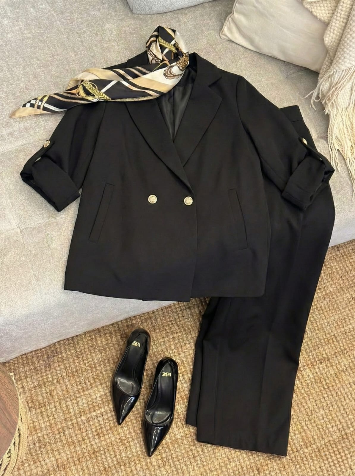 Turkish Formal Double-Breasted Suit – 3/4 Sleeve