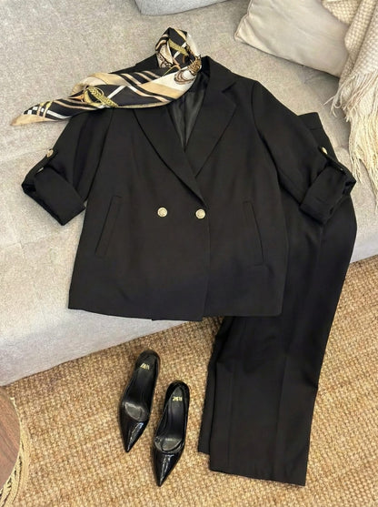 Turkish Formal Double-Breasted Suit – 3/4 Sleeve