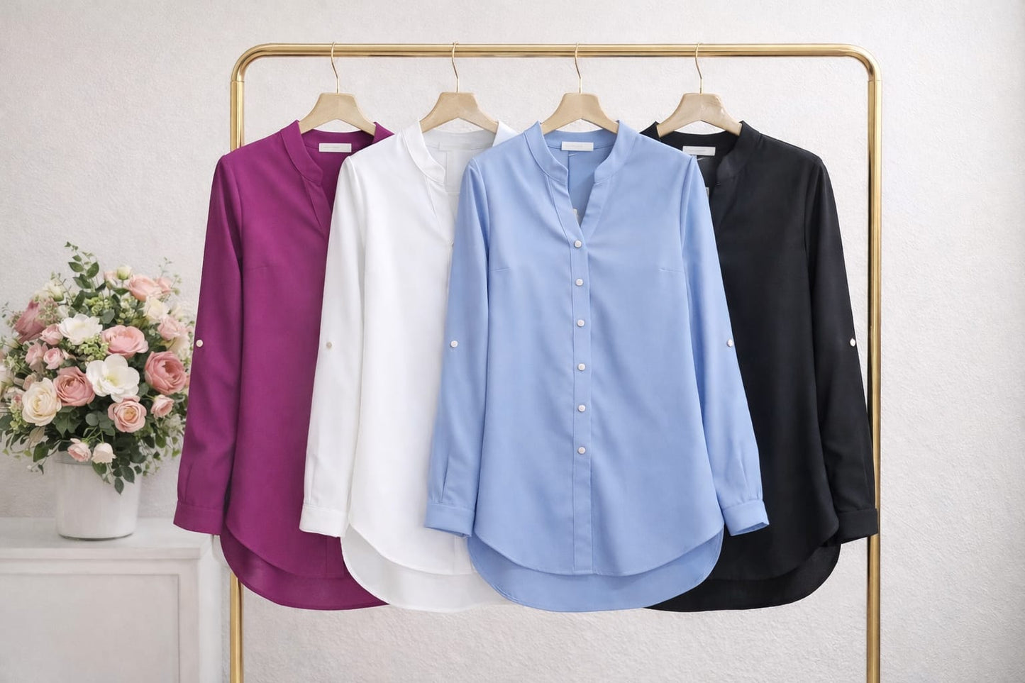 Classic Turkish Soft-Touch Long Blouse - Black