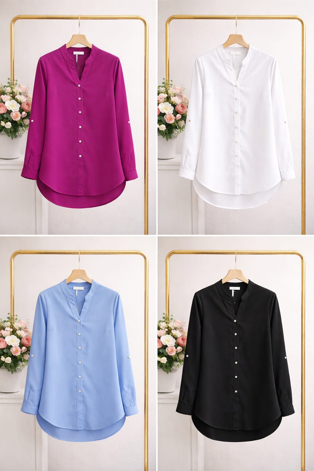 Classic Turkish Soft-Touch Long Blouse - Black