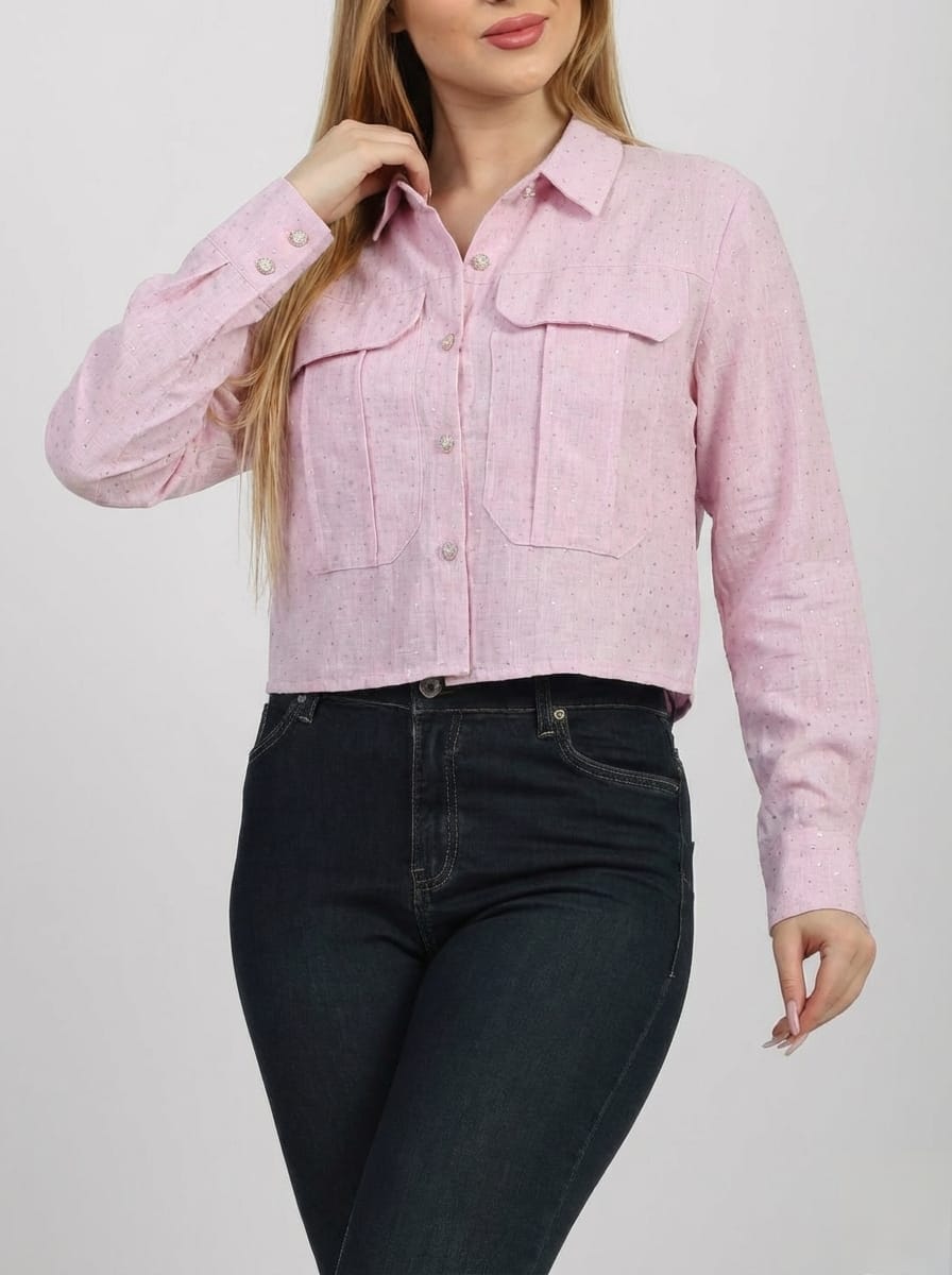 Elegant Shiny Linen Cropped Top