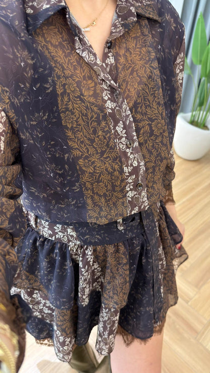 Belted Ethnic Heritage Chiffon Set