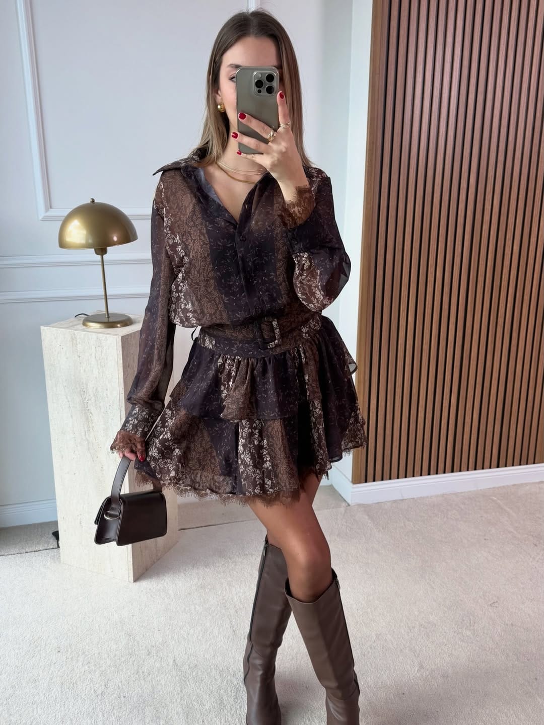 Belted Ethnic Heritage Chiffon Set