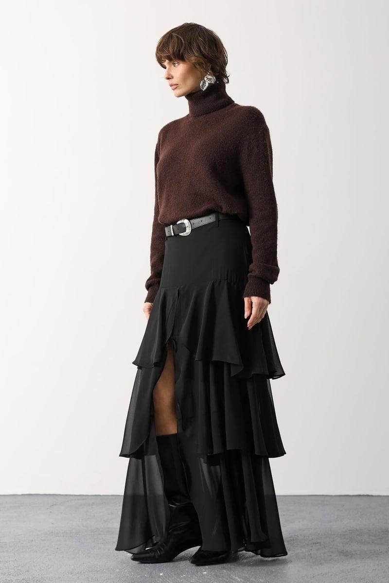 The Airy Chiffon Midi Skirt with Side Slit