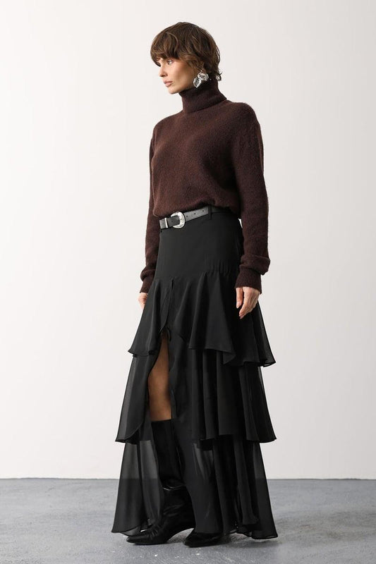 The Airy Chiffon Midi Skirt with Side Slit