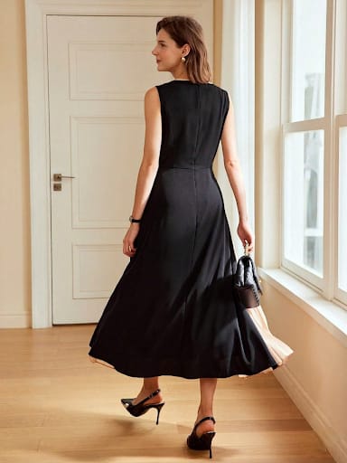 MOTF PREMIUM TWO-TONE PLEATED HEM 2-IN-1 DRESS