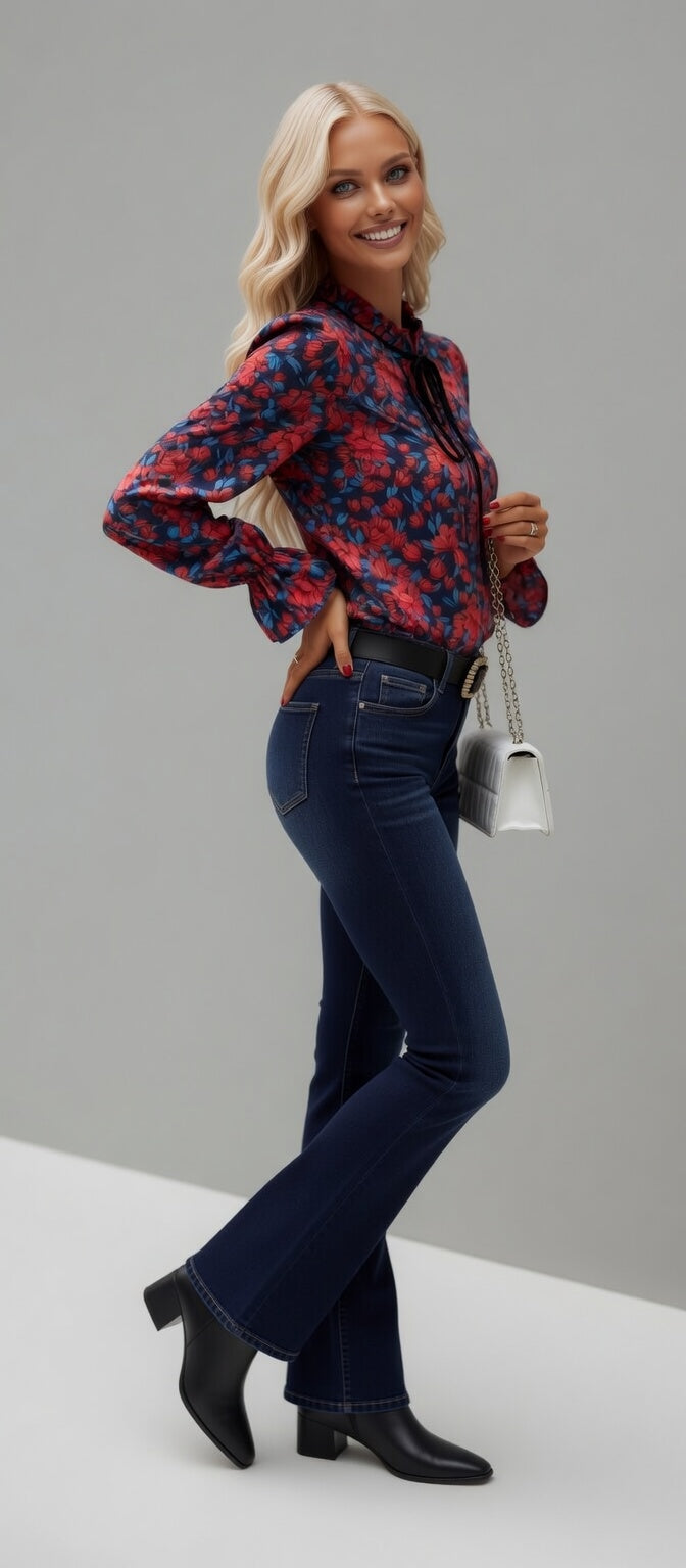 SHEIN UNITY FLORAL RUFFLED COLLAR BLOUSE