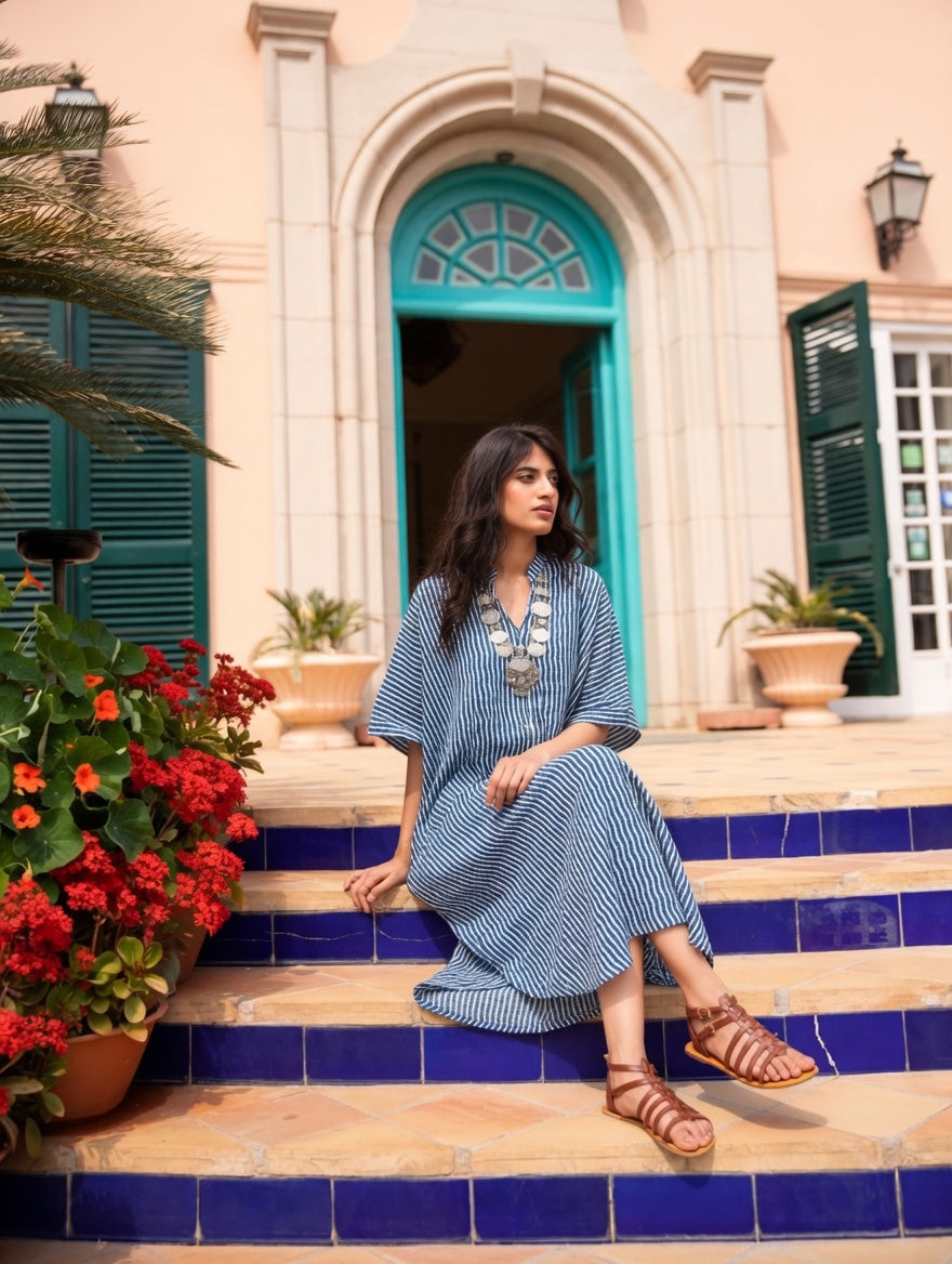 SHEIN INDIGO STRIPES SHIRT DRESS