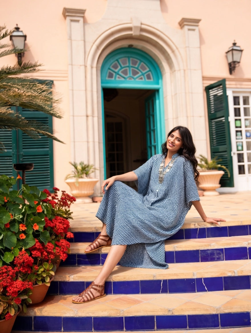 SHEIN INDIGO STRIPES SHIRT DRESS