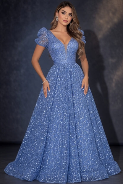 ANPOKET EMBROIDERED LACE FISHTAIL DRESS