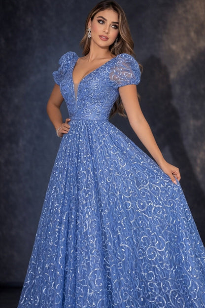 ANPOKET EMBROIDERED LACE FISHTAIL DRESS