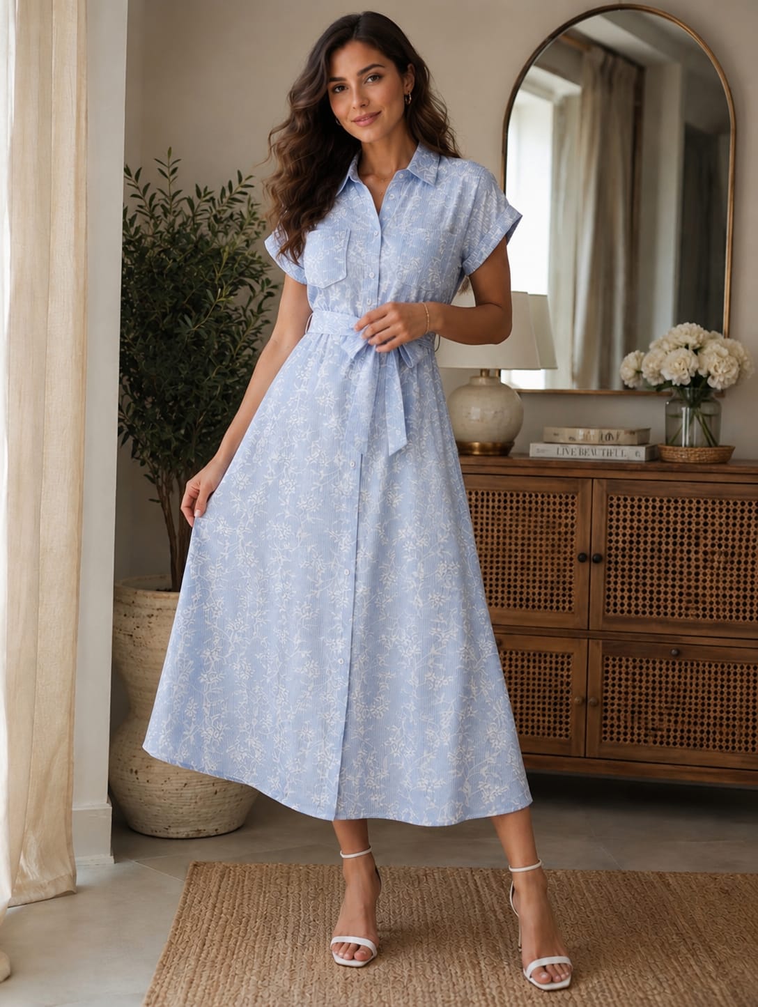 THE SIGNATURE FLORAL STRIPE DRESS