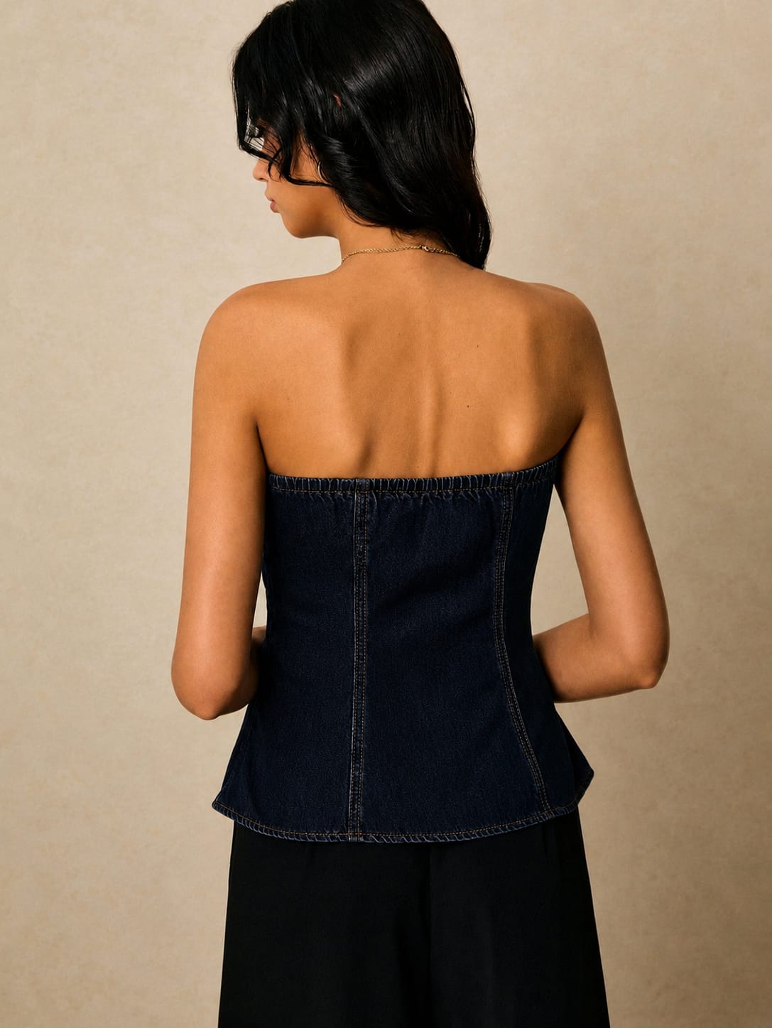 THE INDIGO SCULPT DENIM CORSET TOP