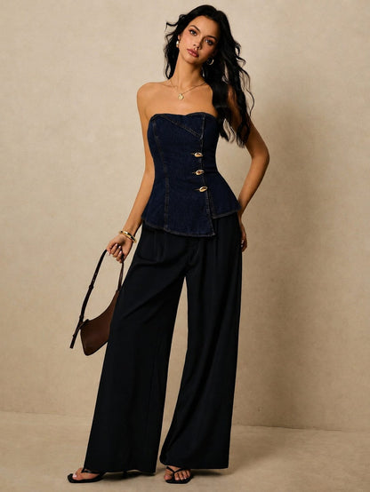 THE INDIGO SCULPT DENIM CORSET TOP