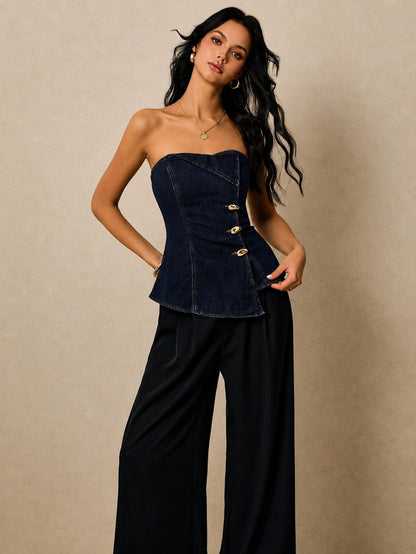 THE INDIGO SCULPT DENIM CORSET TOP