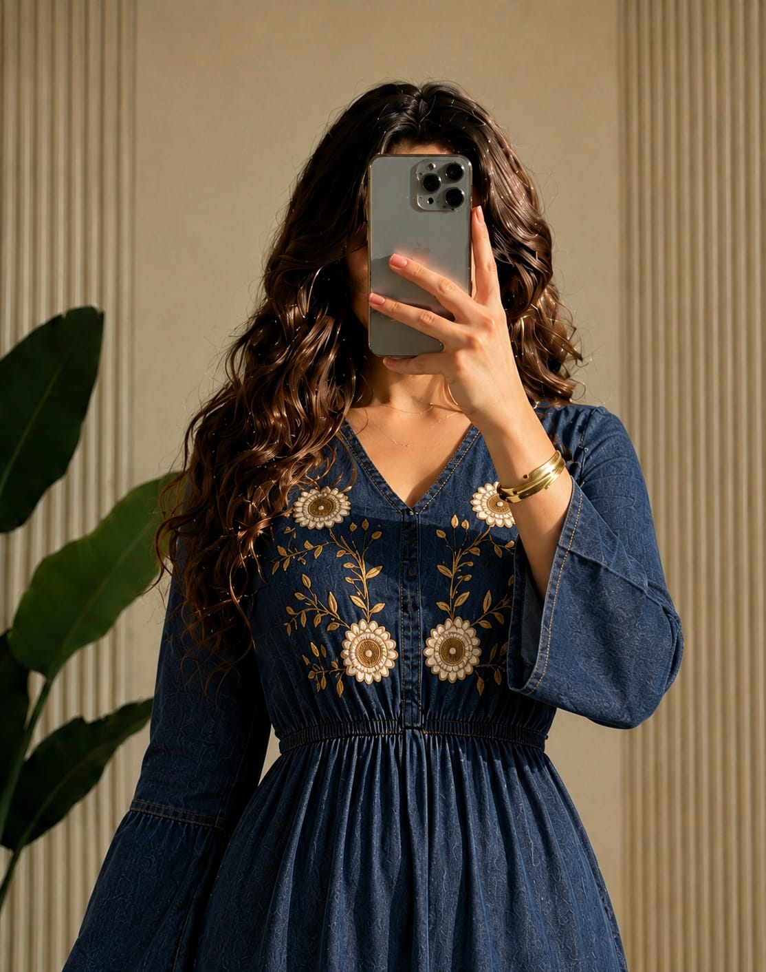THE INDIGO BLOOM EMBROIDERED DENIM DRESS (Copy)