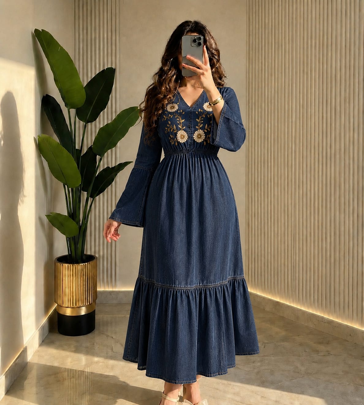 THE INDIGO BLOOM EMBROIDERED DENIM DRESS (Copy)