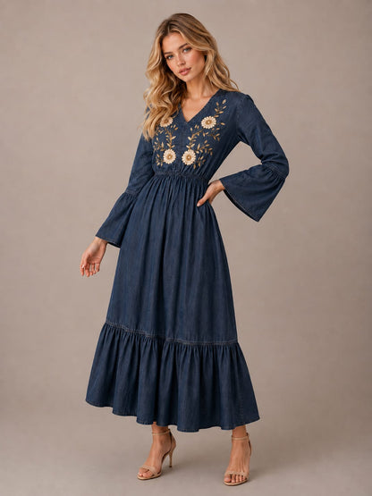 THE INDIGO BLOOM EMBROIDERED DENIM DRESS (Copy)