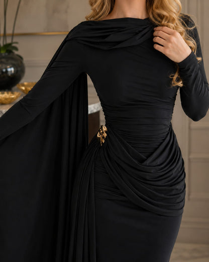 THE NOIR ROYALE DRAPED LYCRA GOWN