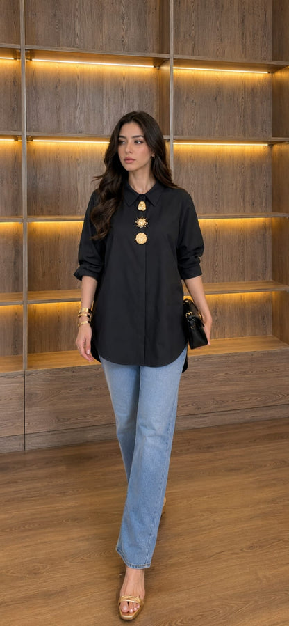 THE NOIR SIGNATURE EMBELLISHED POPLIN SHIRT