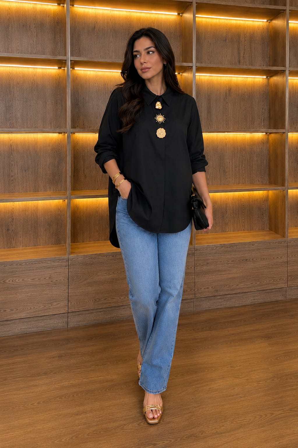 THE NOIR SIGNATURE EMBELLISHED POPLIN SHIRT